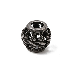 Antique Silver 316 Surgical Stainless Steel European Beads, Large Hole Beads, Round, Antique Silver, 10x9mm, Hole: 4mm