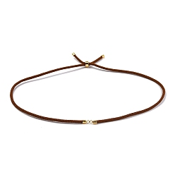 Седло Коричневый Нейлон шнуры ожерелье решений, с фурнитурой позолоченной латунной, долговечный, седло коричневый, 22~22.8 дюйм (56~58 см), отверстие : 1.7 мм