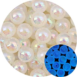 Seashell Color Luminous Acrylic Bead, Round, Seashell Color, 12mm, 5pcs/bag