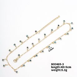 Аква Латунное ожерелье с подвеской от сглаза, модный уникальный роскошный универсальный аксессуар в стиле хип-хоп, вода, 15.75 дюйм (40 см)