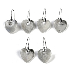 Лабрадорита Натуральный лабрадорита болтаться серьги, с латунными крючками для сережек, без кадмия и без свинца, сердце, 40x23 мм