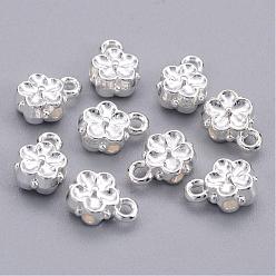 Silver Tibetan Style Flower Tube Bails, Loop Bails, Alloy Bail Beads, Lead Free & Cadmium Free, Silver, 8x6x4mm, Hole: 1mm