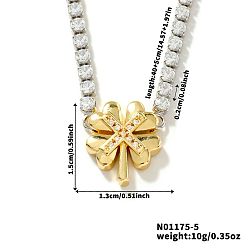 Клевер Золотистый тон латунный прозрачный кубический цирконий кубическая цепочка геометрические подвески ожерелья для женщин, клевер, 15.75 дюйм (40 см)