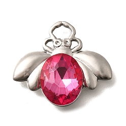 Роза 304 подвески из нержавеющей стали, со стразами, цвет нержавеющей стали, Пчелы, роза, 17x19x4.5 мм, отверстие : 3.5x2 мм