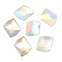 Mixed Color K5 Glass Rhinestone Cabochons, Flat Back & Back Plated, Faceted, Rhombus, Mixed Color, 21x17x5.5mm