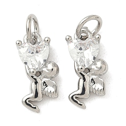 Платина Кулон из циркония, ангел с сердечками, долговечный, без кадмия и без свинца, стойки покрытие, с целью перехода в кольце, платина, 13.5x6.5x3 мм, отверстие : 3.3 мм
