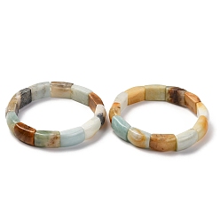 Flower Amazonite Браслеты из натуральных цветочных бусин амазонита для женщин и мужчин, бамбук, внутренний диаметр: 2-3/8 дюйм (6.15 см), бусина : 10.5~11x16.5~17.5x6.5~7 mm