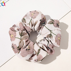 C162 Bubble Gauze Floral Print - Off-White Однотонные тканевые резинки для волос из шелкового атласа, держатель для хвоста, повязка на голову