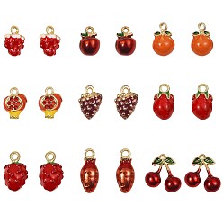 Colorful 18Pcs Mixed Enamel Fruits Charms Pendant Imitation Fruit Charm Colorful Alloy Enamel Pendant for Jewelry Necklace Bracelet Earring Making Crafts, Colorful, 10x8mm