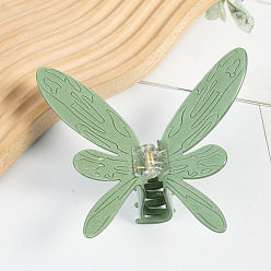 Dark Sea Green Dragonfly Hair Claw Clip, PVC Ponytail Hair Clip for Girls Women, Dark Sea Green, 107x118mm