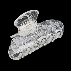 Белый Акриловые заколки для волос со стразами, кружевной принт, аксессуары для волос для женщин и девочек, белые, 78x45x43 мм