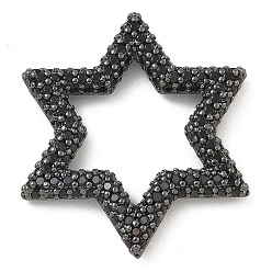 Черный Стойка покрытие латунь микропаве кубический цирконий звездообразные соединительные кольца, долговечный, без свинца и без кадмия, металлический черный , чёрные, 25x22x3 мм, внутренний диаметр: 14.5x13 мм