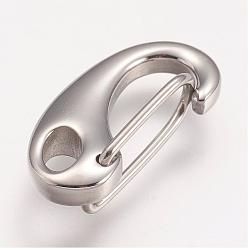 Stainless Steel Color 304 Stainless Steel Push Gate Snap Keychain Clasp Findings, Stainless Steel Color, 18.5x5.5x9mm, Hole: 3x4mm