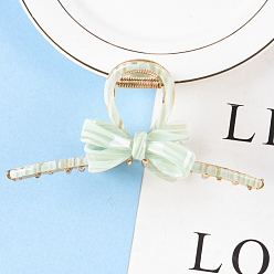 Light Green Bowknot Cellulose Acetate(Resin) Large Claw Hair Clips, with Alloy Clips, for Women Girls Thick Hair, Light Green, 55x114mm