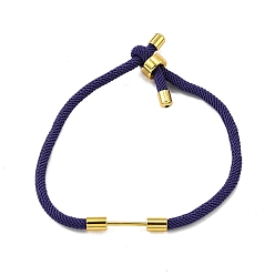 Темно-синий  Шифер Плетеный браслет из нейлонового шнура, с латунной фурнитурой , реальный 18 k позолоченный, темный сланец синий, 9-1/2 дюйм (24 см), ссылка: 24x4 mm