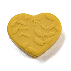 Goldenrod Silicone Focal Beads, Silicone Teething Beads, Heart, Goldenrod, 21x25x8.5mm, Hole: 2mm