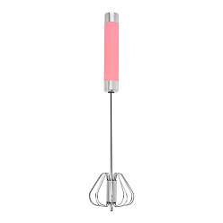 Pink Полуавтоматическая 430 взбивалка для яиц из нержавеющей стали, с пластиковой ручкой, инструмент для выпечки своими руками, розовые, 250x60 мм