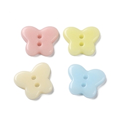 Mixed Color Ceramics Buttons, 2-Hole, Butterfly, Mixed Color, 13x16x3mm, Hole: 1.4mm