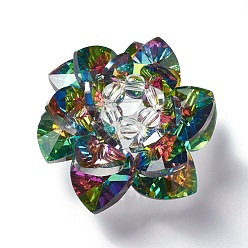 Coloré Perles de verre tissées, perles de cluster, lotus, colorées, 47x25mm, Trou: 7mm