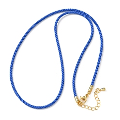 Средно-синий 2мм круглый нейлоновый миланский шнур для изготовления ожерелья, с латунными выводами и 303 застежками из лобстера из нержавеющей стали, реальный 18 k позолоченный, светло-синий, 18.50~18.70 дюйм (47~47.5 см)