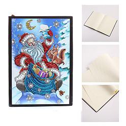 Santa Claus DIY Christmas Theme Diamond Painting Notebook Kits, including PU Leather Book, Resin Rhinestones, Pen, Tray Plate and Glue Clay, Santa Claus, 210x150mm