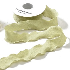 Yellow Green Polyester Ruffled Ribbon, Pleated Ribbon, for Gift Wrapping, Bow Tie Making, Yellow Green, 1 inch(25mm), about 9.84 Yards(9m)/Roll