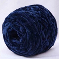 Marine Blue Wool Chenille Yarn, Velvet Cotton Hand Knitting Threads, for Baby Sweater Scarf Fabric Needlework Craft, Marine Blue, 5mm, 95~100g/skein