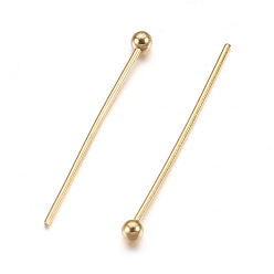 Real 24K Gold Plated 304 Stainless Steel Ball Head Pins, Real 24k Gold Plated, 22x0.6mm, 22 Gauge, Head: 2mm