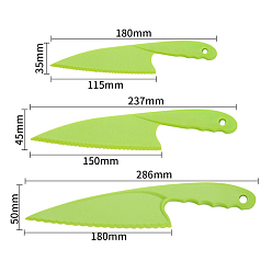 Зеленый газон Пластиковый нож для торта, с термопластичной резиной, кухонный инструмент для выпечки, зеленый газон, 180~286x35~50 мм, 3 шт / комплект