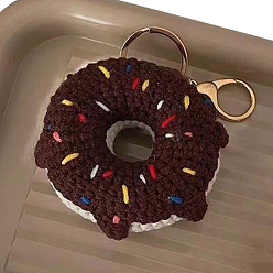 Coconut Marrón Kits de tejer diy llavero donut para principiantes, incluyendo gancho de crochet, marcador de punto, hilo, instrucción, coco marrón, 15 cm