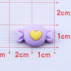 Lilac Opaque Resin Cabochons, Candy with Heart, Lilac, 10x17mm