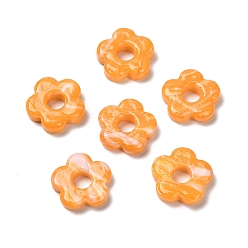 Оранжевый Бусины лэмпворк европейского стиля , бусины с большим отверстием, сливы, оранжевые, 15.5~16x15.5~16x3.5~4 мм, отверстие : 4.8 мм