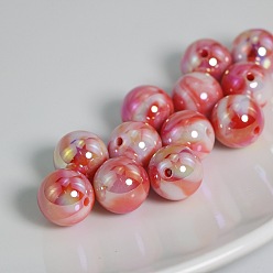 Light Coral UV Plating Rainbow Iridescent Acrylic Beads, Three Tone, Round, Light Coral, 15mm