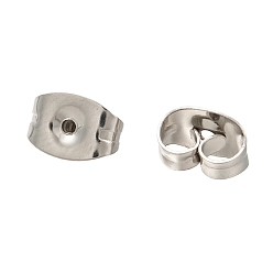 Stainless Steel Color 201 Stainless Steel Ear Nuts, Earring Backs, Stainless Steel Color, 6x4.5x3mm, Hole: 0.7mm