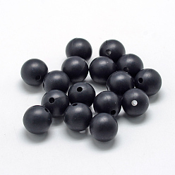 Black Food Grade Eco-Friendly Silicone Beads, Round, Black, 8~10mm, Hole: 1~2mm