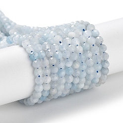 Aquamarine Natural Aquamarine Beads Strands, Faceted, Round, 3mm, Hole: 0.6mm, about 115pcs/strand, 15.35 inch(39cm)