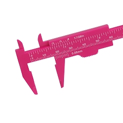 Cerise Plastic Sliding Gauge Vernier Caliper, Double Scale, mm/inch Portable Ruler, Cerise, Measuring Range: 8cm