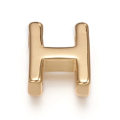 Letter H Brass Charms, Long-Lasting Plated, Real 18K Gold Plated, Letter.H, H: 8.5x7x3mm, Hole: 1.5mm
