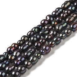 Black Natural Cultured Freshwater Pearl Beads Strands, Peanut, Dyed, Grade 4A+, Black, 9~12x5.5~6.5x5.5~6.5mm, Hole: 0.8mm, about 32pcs/strand, 13.58 inch(34.5cm)
