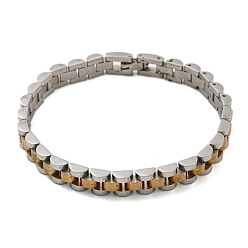 Золотой & Цвет Нержавеющей Стали Ионное покрытие (ip) 304 браслет-цепочка из нержавеющей стали с толстыми звеньями, браслет-цепочка для часов для мужчин и женщин, золотые и нержавеющая сталь цвет, 8-1/4 дюйм (21 см), 9.5x3.5 мм