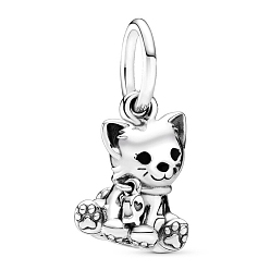 Dog Alloy European Dangle Charms, Large Hole Pendant, Antique Silver, Dog Pattern, 120mm