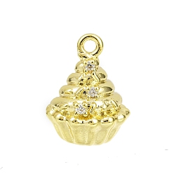 Золотой Подвески из латуни с прозрачным фианитом, без кадмия, без никеля и без свинца, торт прелести, золотые, 15x12x8.5 мм, отверстие : 1.5 мм