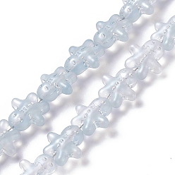 Alice Blue Pearl Luster Plated Electroplate Glass Beads, Ginger Man, for Christmas, Alice Blue, 15x14x7mm, Hole: 1mm, about 45pcs/strand, 24.80''~25.20''(63~64cm)