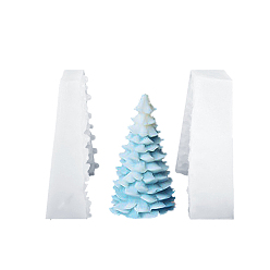 White Christmas Tree Shape DIY Candle Silicone Molds, for Scented Candle Making, White, 72x107mm, 2pcs/set