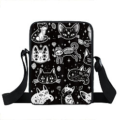 Cat Shape Nylon Crossbody Bags, Gothic Style Messenger Bag for Wiccan Lovers, Cat Shape, 23x18x7cm