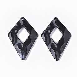 Black Acrylic Big Pendants, Imitation Gemstone Style, Kite, Black, 59x39x5.5mm, Hole: 2mm, about 135pcs/500g