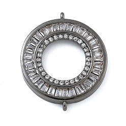 Черный Цвет Металла Стойка покрытие латунь прозрачный кубический цирконий кольцо соединительные подвески, долговечный, без кадмия и без свинца, металлический черный , 22x18.5x3 мм, отверстие : 0.8 мм