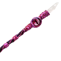Quartz Crystal Natural Quartz Crystal Witch Magic Stick, Cosplay Evil Eye Magic Wand, for Witches and Wizards, 350mm