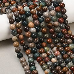 Океанический Джаспер Естественные новые бусинки из черной яшмы, круглые, 8 мм, отверстие : 1 мм, около 45~56 шт / нитка, 14.96'' (38 см)