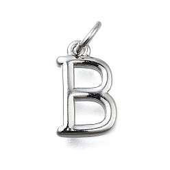 Letter B Латунные подвески, с целью перехода в кольце, долговечный, без свинца и без кадмия, стойки покрытие, платина, В письме, 12x7.5x2 мм, отверстие : 3 мм